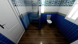 Дизайн ванной с синим полом