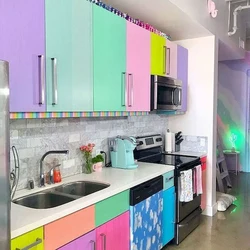 Colored kitchens in the interior