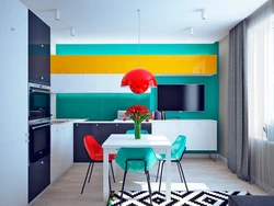 Colored kitchens in the interior