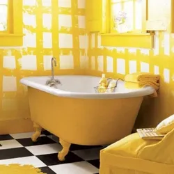 Bathroom Design Yellow Bathtub
