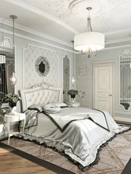 Classic style bedroom design with white furniture