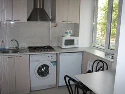 Kitchen with washing machine design 6 sq.m.