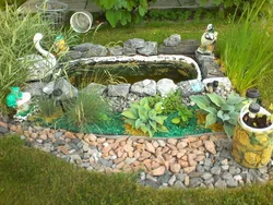 Pond at the dacha with your own from the bath photo