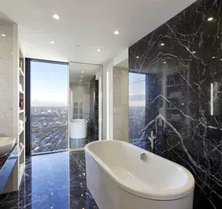 Photo of black marble in the bathroom design
