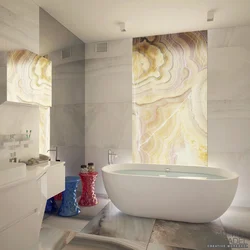 Onyx tiles in the bathroom interior photo