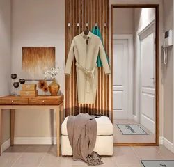 Hallway made of wooden slats, photo in the interior