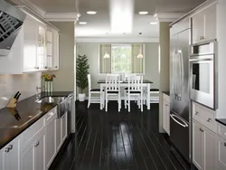 Белая кухня темный пол дизайн