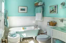 Покраска стен в ванной вместо плитки фото
