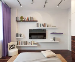 Shelves in the bedroom interior
