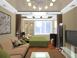 Room interior 18 sq m living room bedroom with balcony