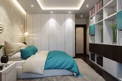 Bedroom design 12 sq m with balcony and wardrobe