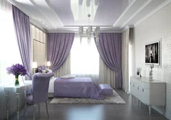 Combination With Purple In The Bedroom Interior