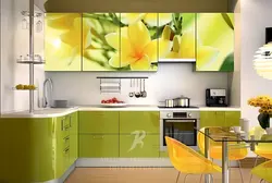 Yellow-green color in the kitchen interior