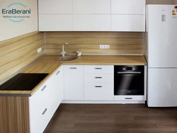 Kitchen with wooden countertop photo