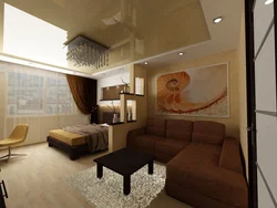 Room design 19 sq m bedroom living room photo