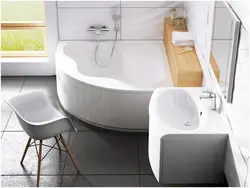 Acrylic bathtub in the bathroom interior