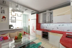 Kitchen design 10 m2 with balcony door