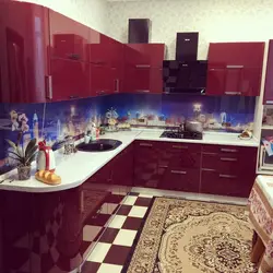 Кухня бордовый гарнитур фото