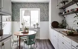 Photo examples of kitchen decoration with wallpaper