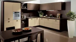 Combination of brown and beige in the kitchen interior