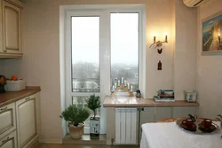 Kitchen interior design with balcony door