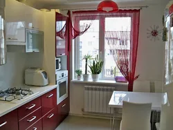 Kitchen interior design with balcony door