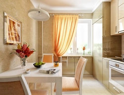 Kitchen interior design with balcony door