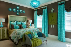 What color goes with blue in a bedroom interior