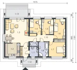 Layout Of A One-Story House With One Bedroom Photo