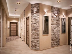 Artificial stone for interior wall decoration in the hallway in the interior