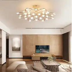 Дизайн потолка гостиной точечными светильниками фото