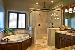 Ванна и душ в большой ванной дизайн