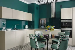 Shades of green in the kitchen interior