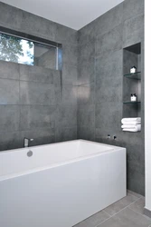 Concrete Tiles In The Bathroom Interior Photo