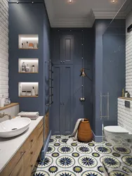 Bathroom design blue gray