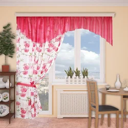 Design of curtains with lambrequin for the kitchen