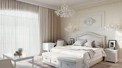 Дизайн спальни в светлых тонах со светлой мебелью