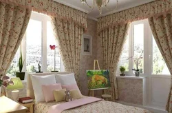 Curtains for the bedroom in Provence style photo
