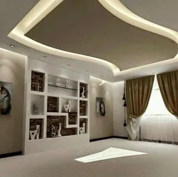 Современные потолки из гипсокартона гостиной фото