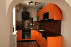 Kitchen design orange brown