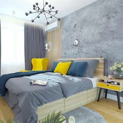 Gray yellow bedroom photo