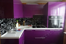 Kitchen interior in lilac gray color