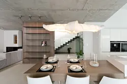 Concrete ceiling in apartment design