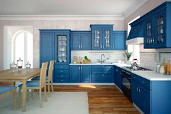 Цвета которые сочетаются с синим в интерьере кухни