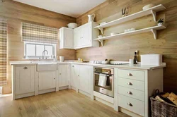 White kitchen in the interior photo with what wallpaper