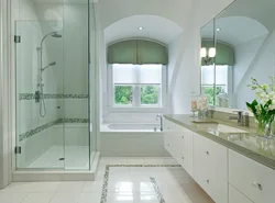 Bathroom with floor-to-ceiling windows photo
