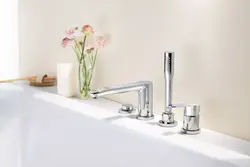 Faucets in the bathroom in the interior