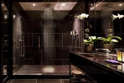 Дизайн ванной в темных тонах современный стиль