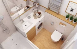 Фота ваннай з туалетам і пральнай машынай дызайн