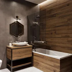 Dark wood bathroom design